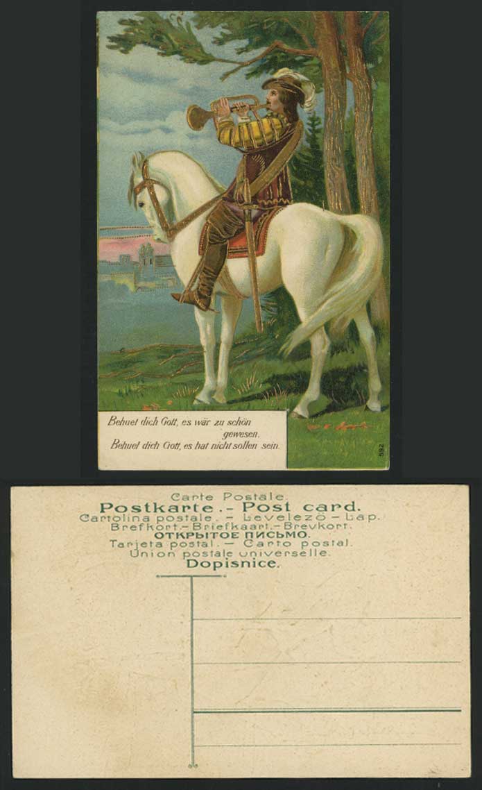 Werner on A Beautiful White Horse, Trumpet Old Postcard