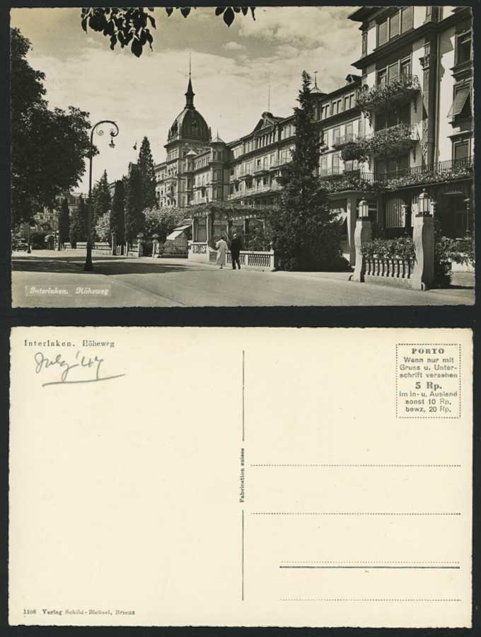 Swiss 1947 Old RP Postcard INTERLAKEN Hoeheweg - Street