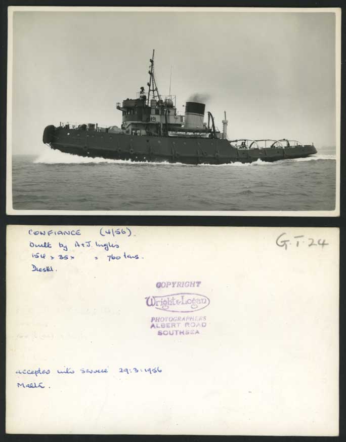 H.M.S. CONFIANCE Warship by AJ Inglis 1956 Old Postcard