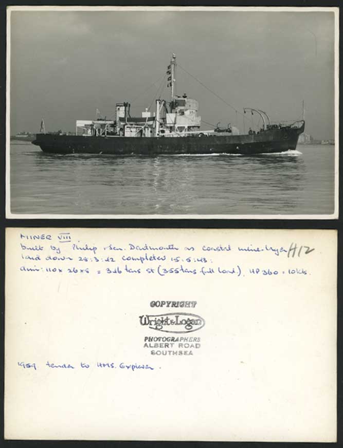 H.M.S. MINER VIII. Battleship Warship Old R.P. Postcard