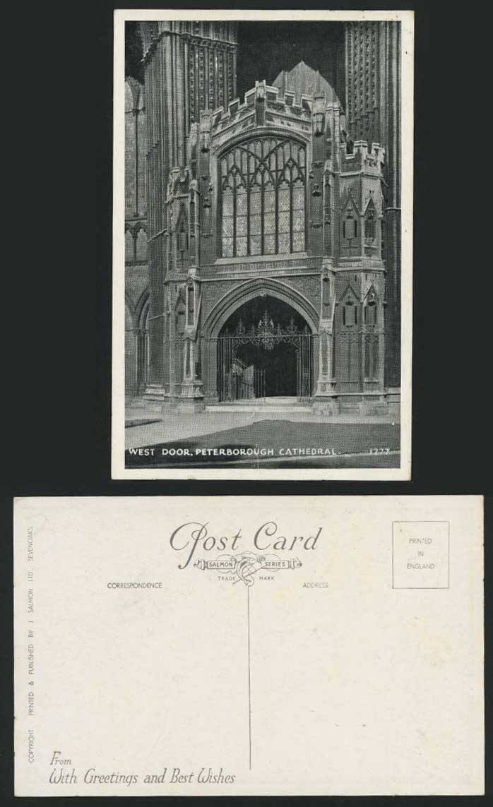 Peterborough Cathedral WEST DOOR Northamps Old Postcard