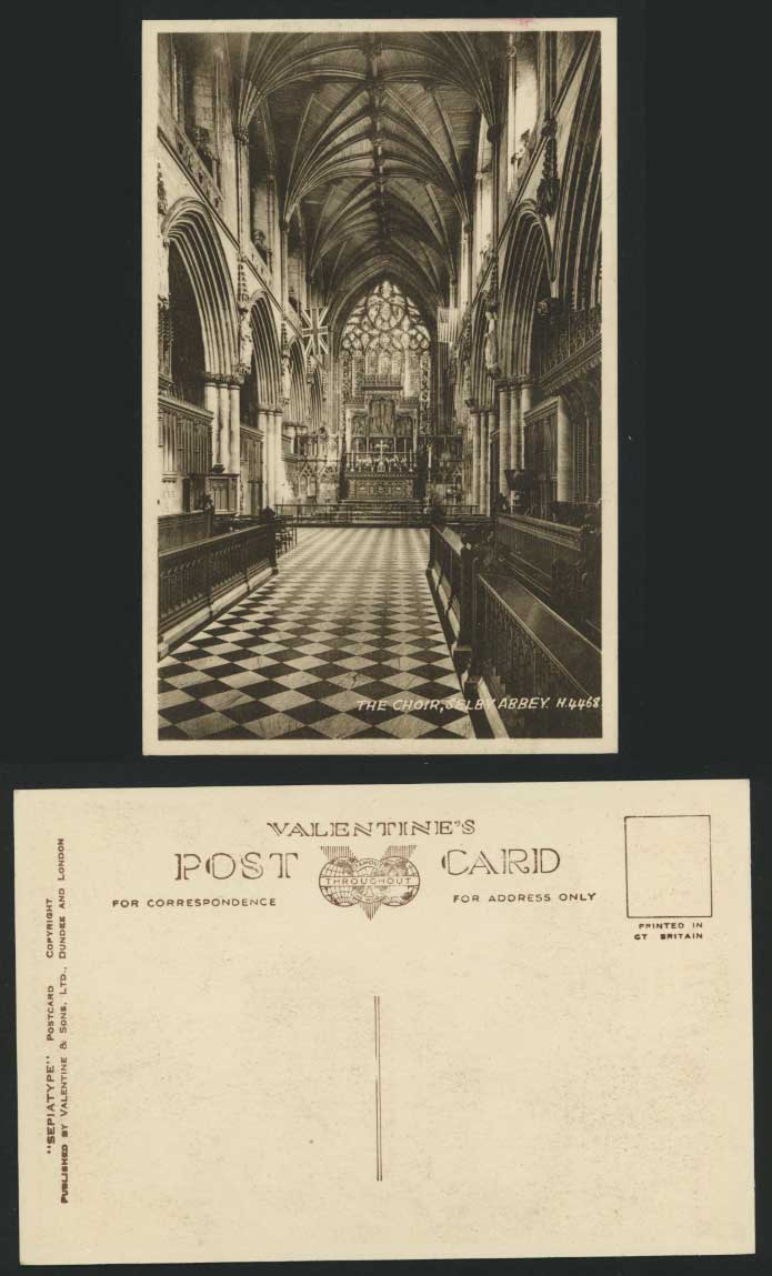 Yorkshire Old Postcard Selby Abbey Church - The Choir