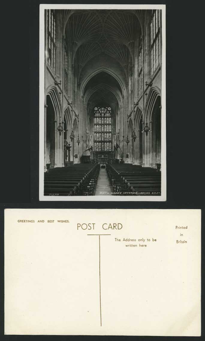 Bath Abbey East, Stained Glass Window Old R.P. Postcard