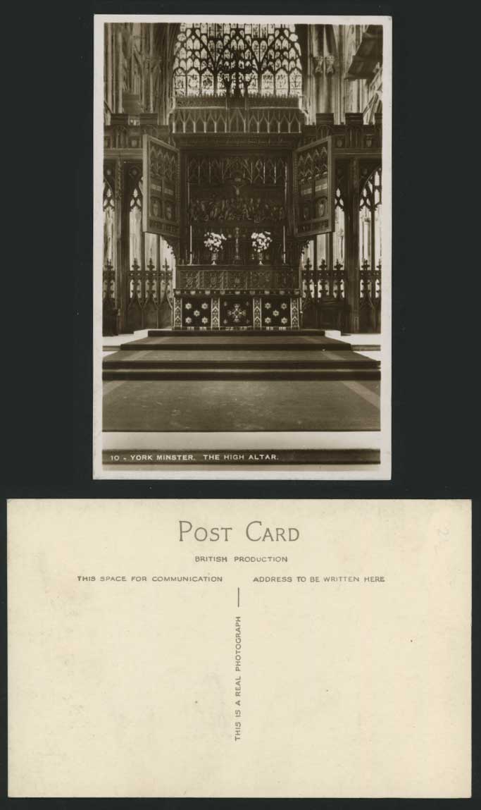 YORK MINSTER - THE HIGH ALTAR - Old Real Photo Postcard