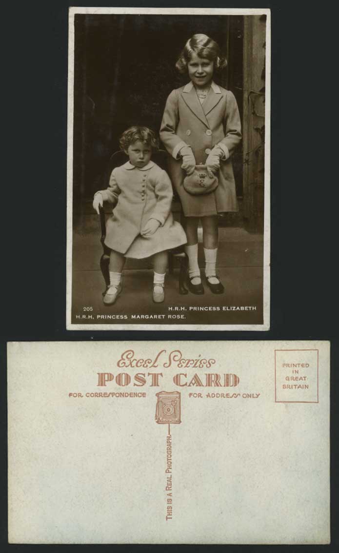 H.R.H Princess Elizabeth & Margaret Rose Old Real Photo Postcard British Royalty