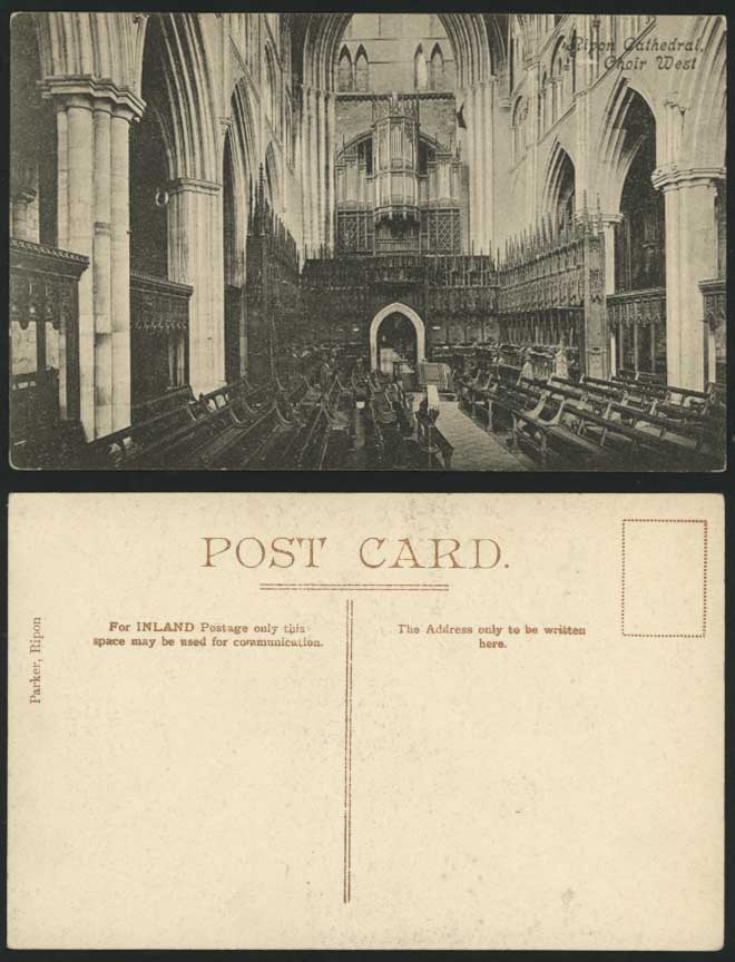 RIPON CATHEDRAL - Choir West & Pipe Organs Old Postcard