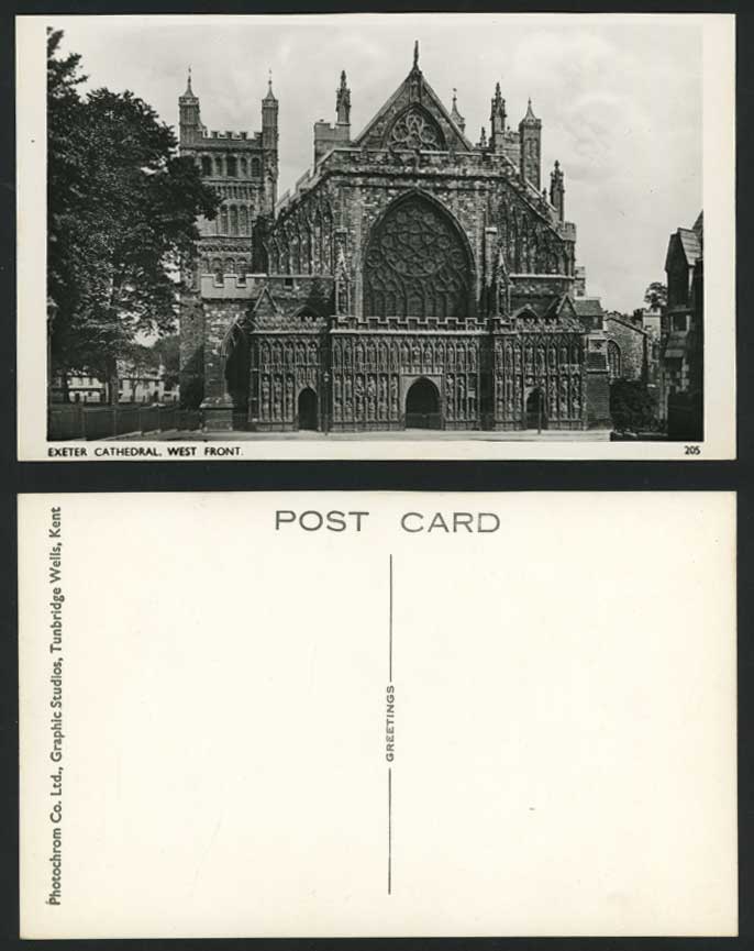 Devon Old R.P. Postcard EXETER Cathedral The West Front
