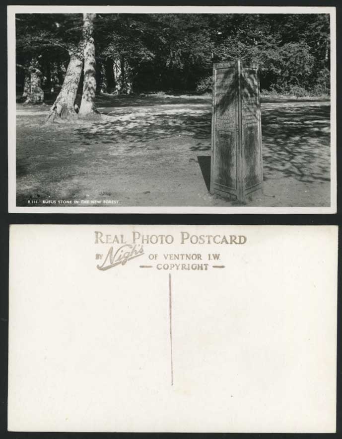 RUFUS STONE in the New Forest - Old Real Photo Postcard