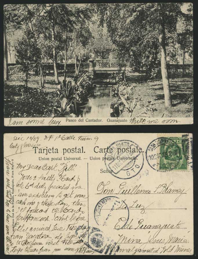 Guanajuato 1909 Old Postcard Paseo del Cantador, BRIDGE