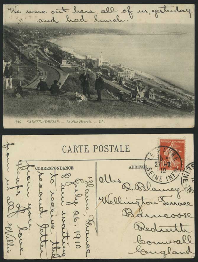 SAINTE-ADRESSE 1910 Old Postcard Le Nice Havrais LL 219