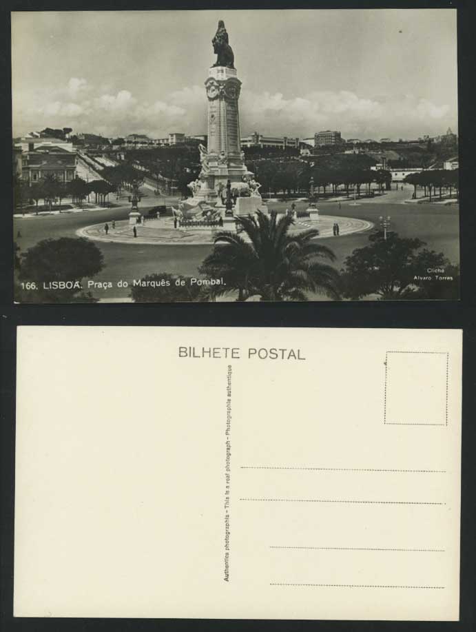 Lisboa Lisbon - Praca do Marques de Pombal Old Postcard