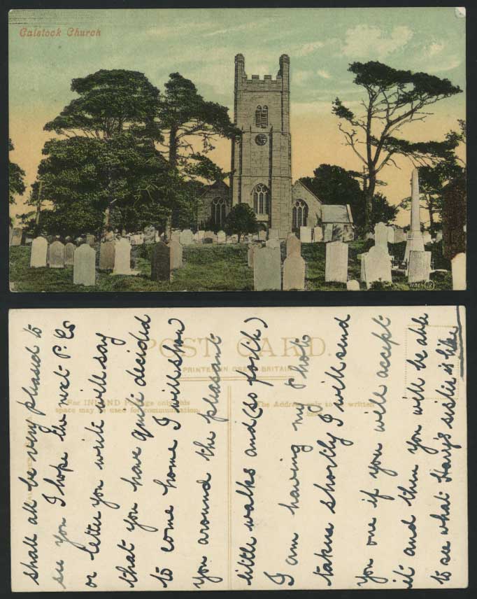 CALSTOCK CHURCH - Clock Tower & Churchyard Old Postcard