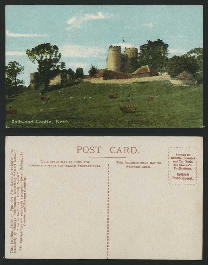 SALTWOOD CASTLE near HYTHE in Kent Old Colour Postcard
