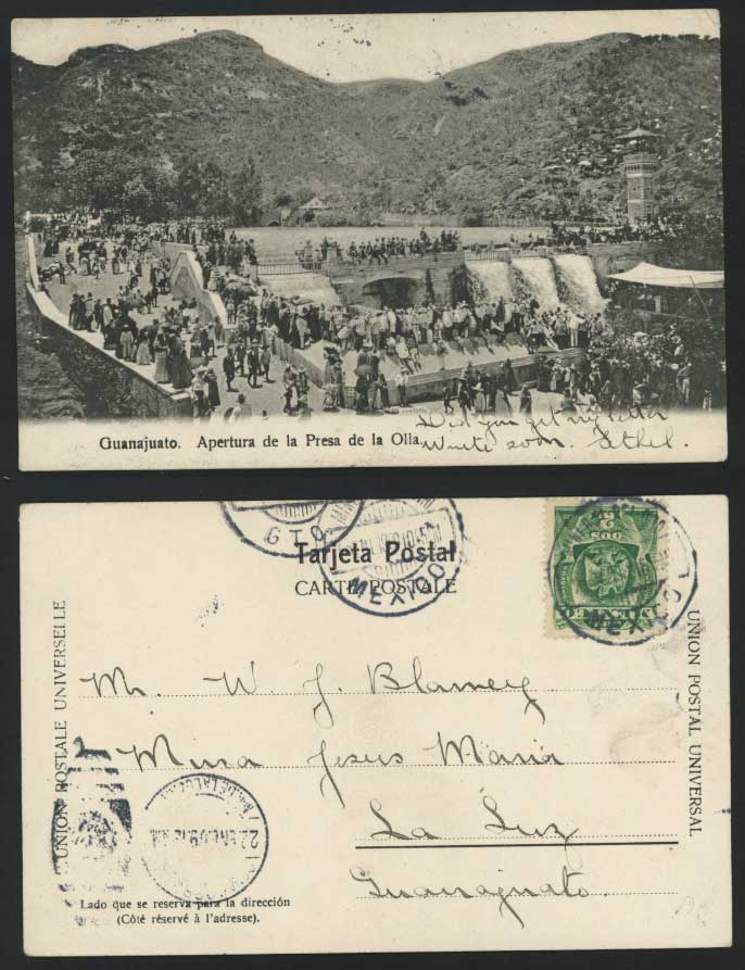 Guanajuato Apertura, Presa de la Olla DAM 1909 Postcard