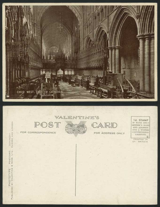 CHESTER CATHEDRAL Interior The CHOIR WEST Old Postcard
