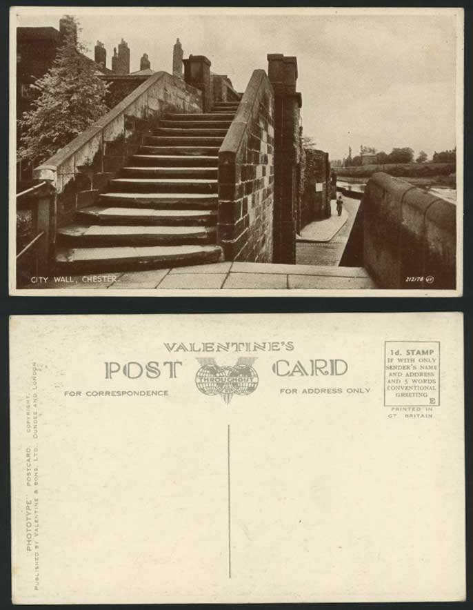 Cheshire CHESTER CITY WALL Steps Staircase Old Postcard