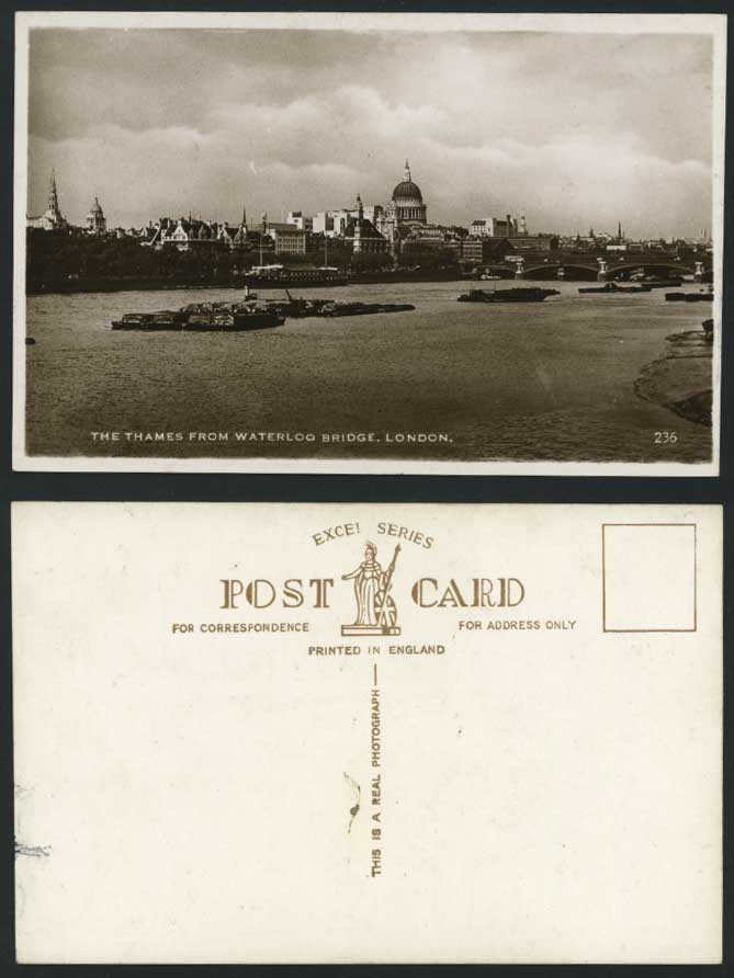 Thames Old Postcard WATERLOO BRIDGE St Paul's Cathedral