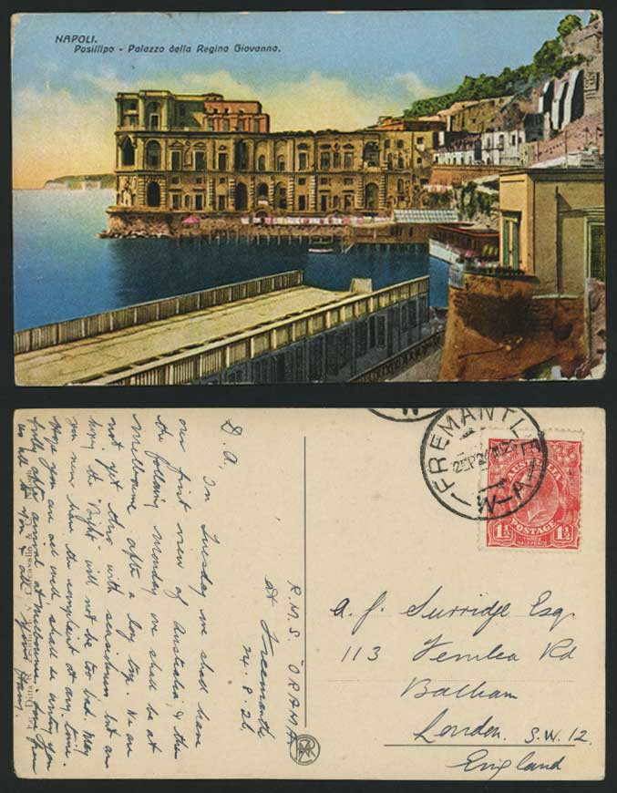 Napoli, Posillipo Palazzo Regina Giovanna 1926 Postcard