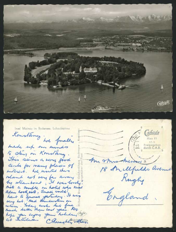 Austria Old Postcard Insel Mainau Bodensee, Aerial View