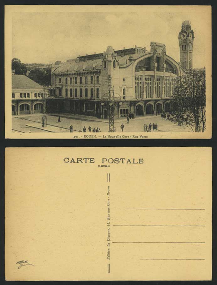 ROUEN Old Postcard RAILWAY STATION Nouv. Gare Rue Verte