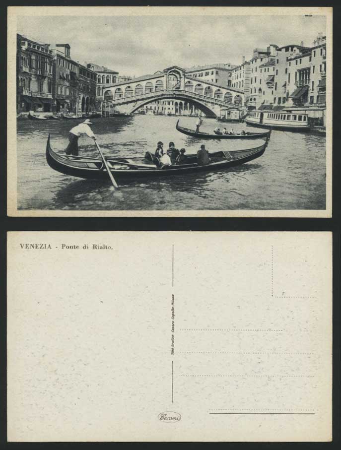 Italy Old Postcard Venezia Bridge Boats Ponte di Rialto Venice for Sale