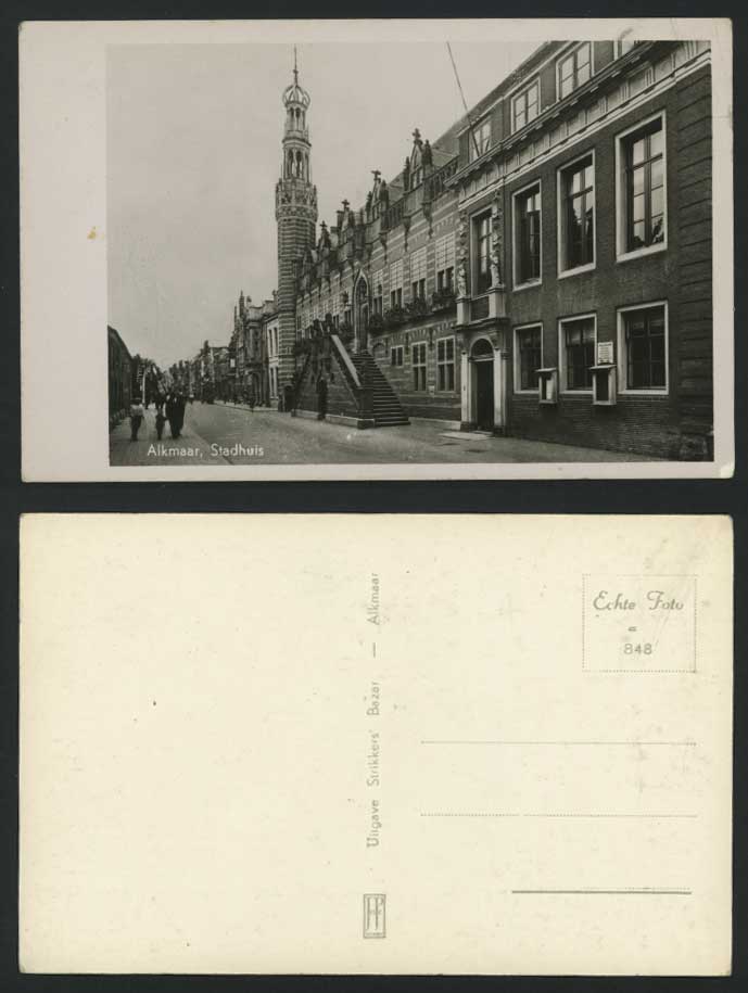 ALKMAAR Stadhuis Town Hall Street Scene Old RP Postcard