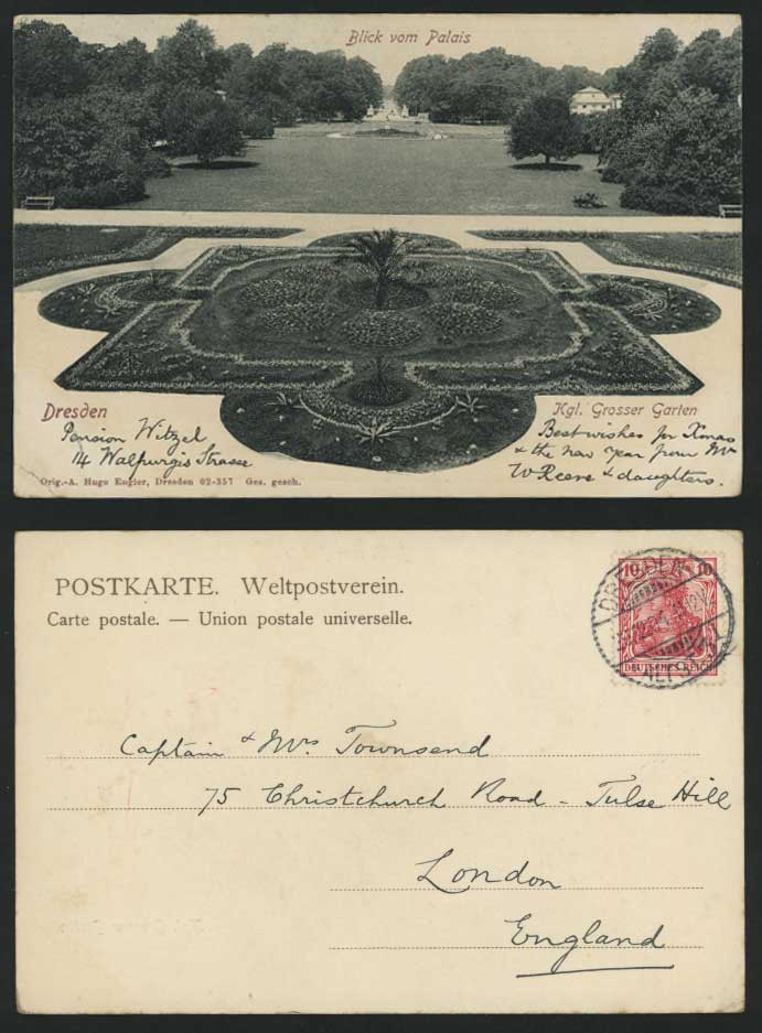 Dresden 1904 Old UB Postcard Palais Kgl. Grosser Garten
