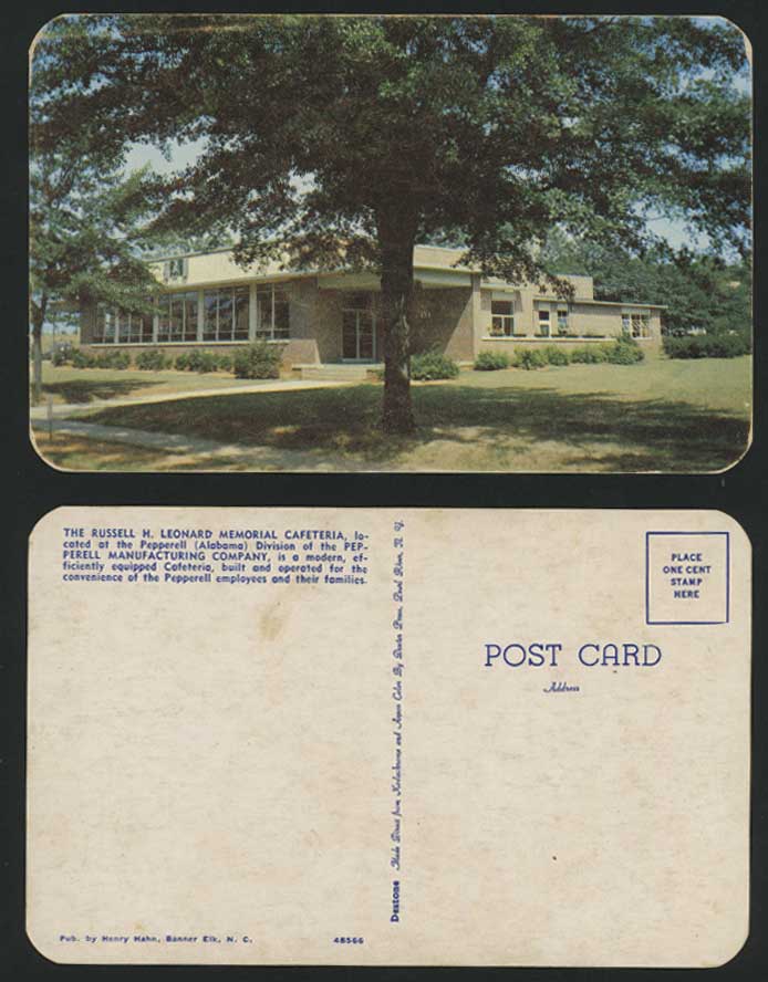 US AL Russell H Leonard Memorial Cafeteria Old Postcard