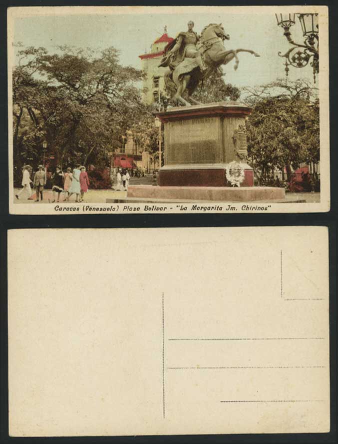 Caracas Old Postcard Plaza Bolivar - Margarita Chirinos