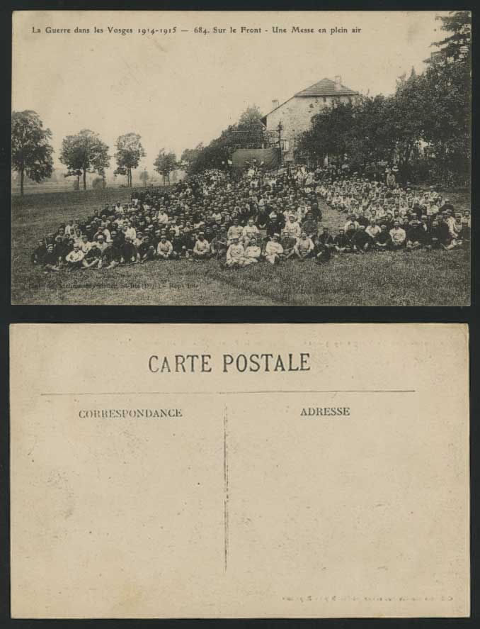 WW1 1914 Postcard Guerre dans les VOSGES - Outdoor Mass