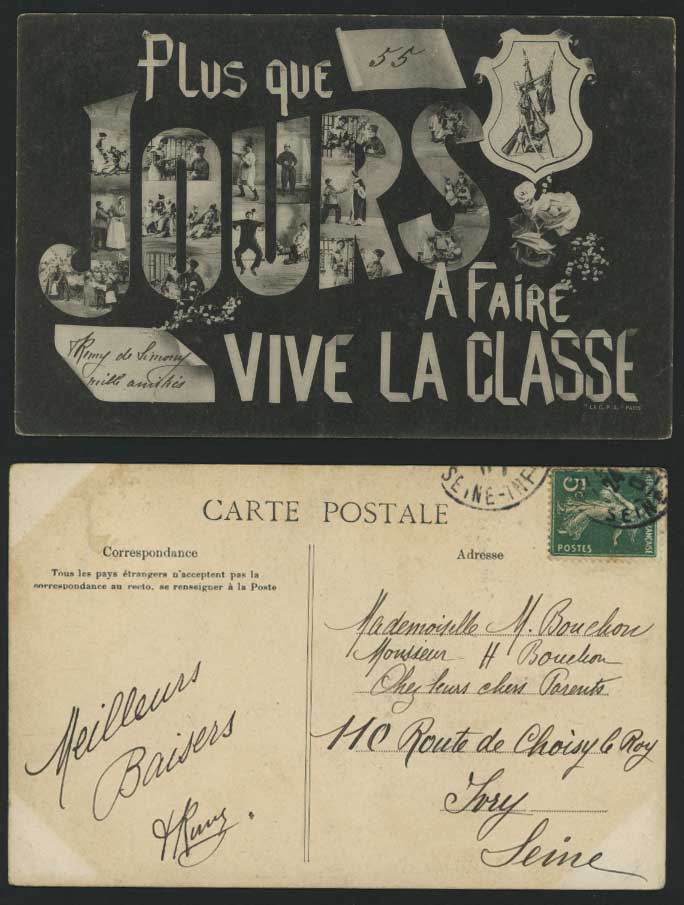 Plus que 55 Jours Vive la Classe 1907 Postcard Soldiers