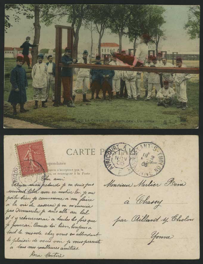 Soldiers, Gymnastics, Barracks Maftre 1906 Old Postcard
