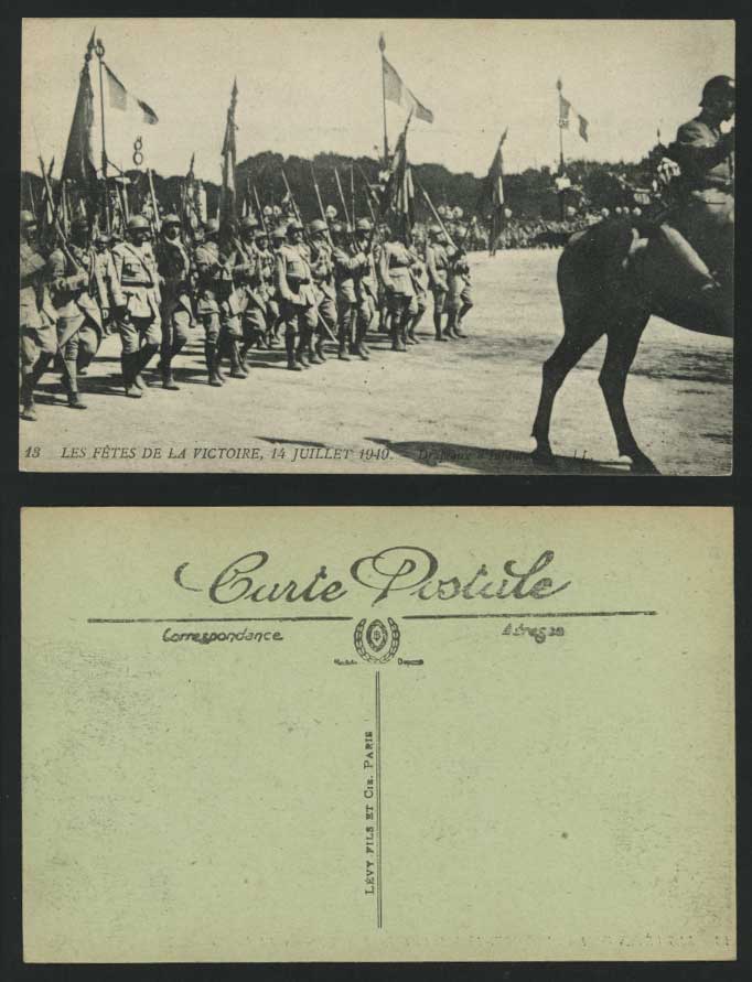 FETES de la VICTOIRE - Infantry Flags 1919 Old Postcard
