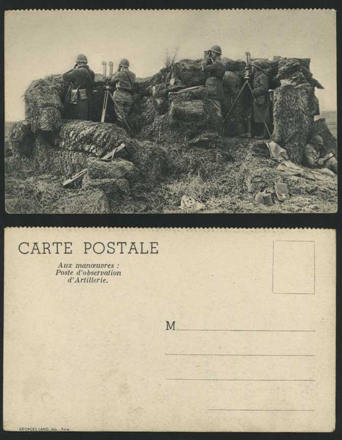 Soldiers Observation Artillerie Manoeuvres Old Postcard