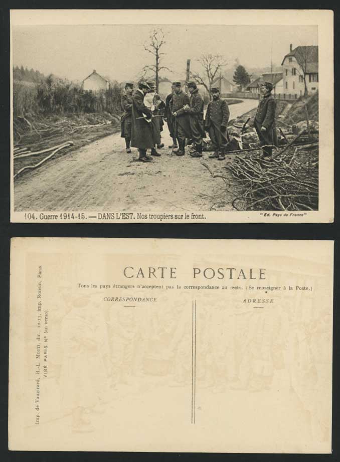 WW1, Dans l'Est Nos Troupiers sur le Front Old Postcard