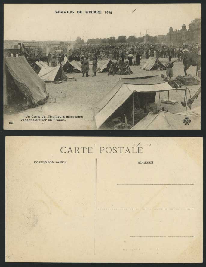 WW1 Marocains Tirailleurs Camp, Maroc 1914 Old Postcard