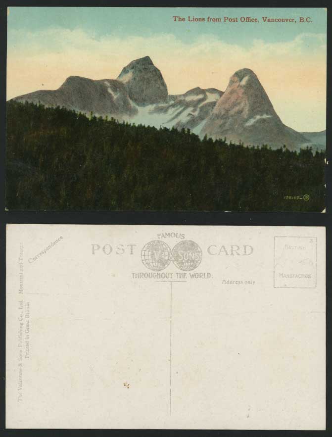 Canada Old Postcard Lions from Post Office Vancouver BC