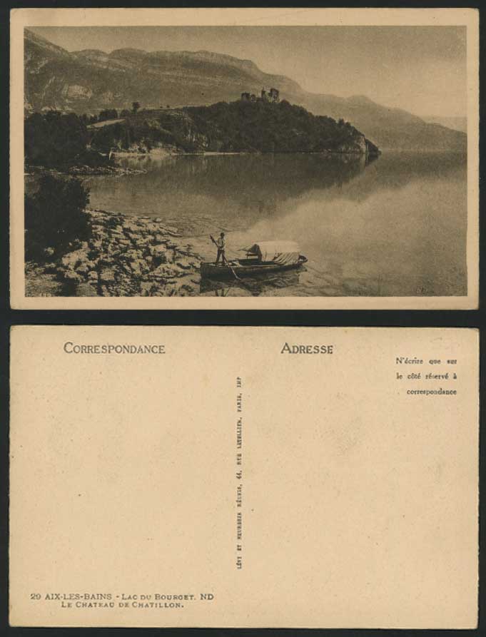 AIX-LES-BAINS Old Postcard Lac Bourget Chateau Chatilln