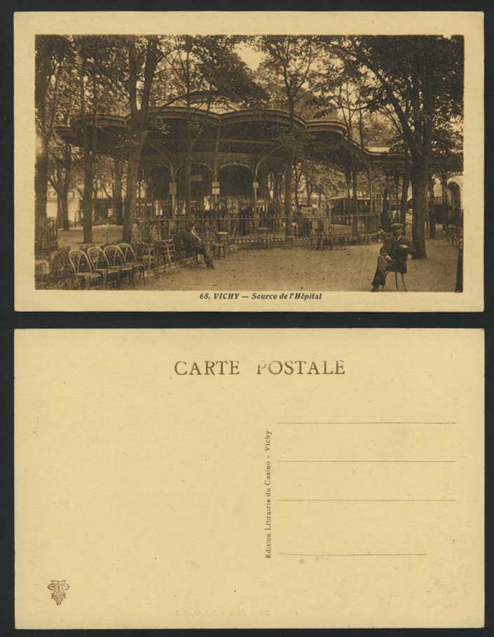 Vichy Old Postcard Source de Hopital Hospital Bandstand