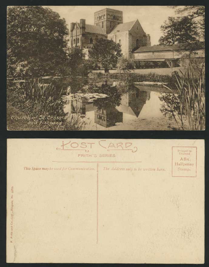 Winchester, Church of St. Cross & Fishpond Old Postcard