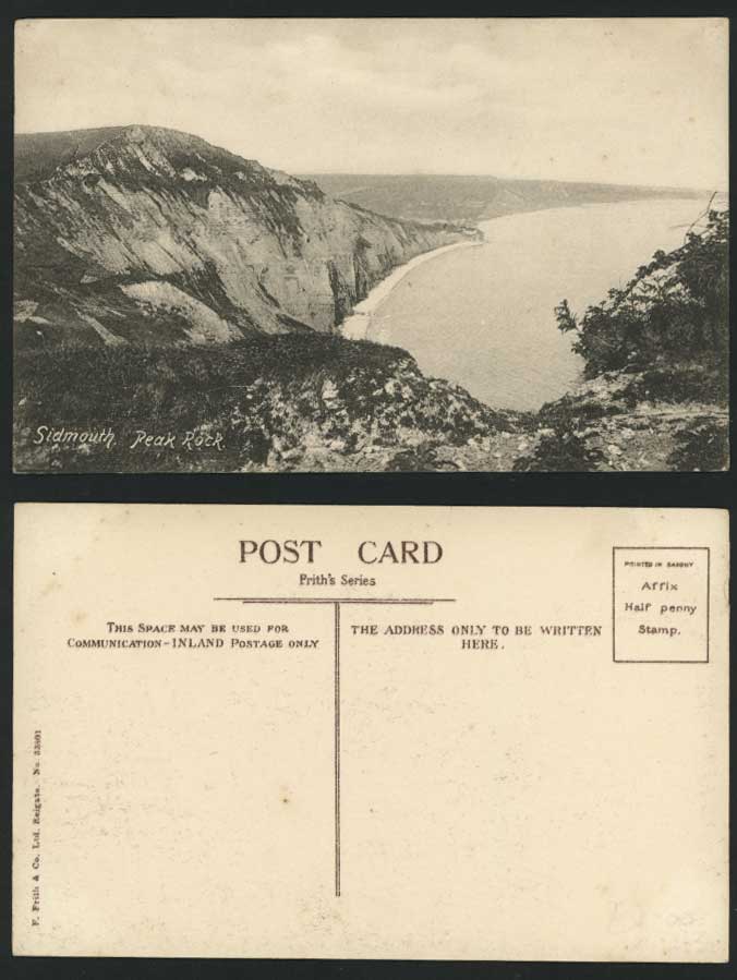 Devon Old Postcard SIDMOUTH PEAK ROCK & Cliffs Panorama