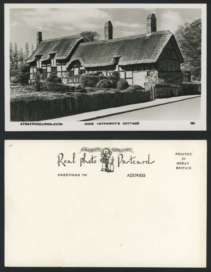 Stratford u a Anne Hathaway's Cottage Old R.P. Postcard