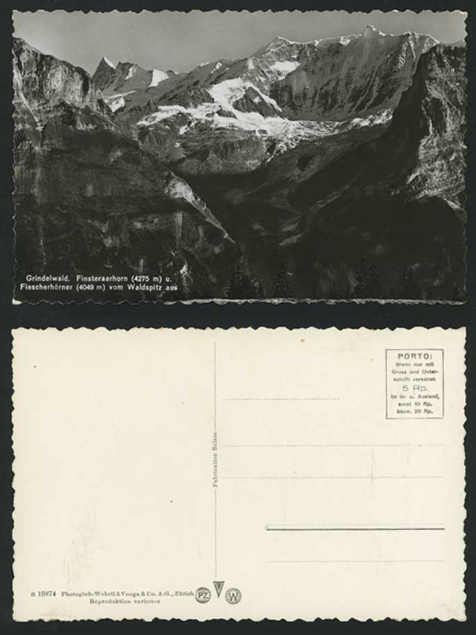 Grindelwald Finsteraarhorn Fiescherhoerner Old Postcard