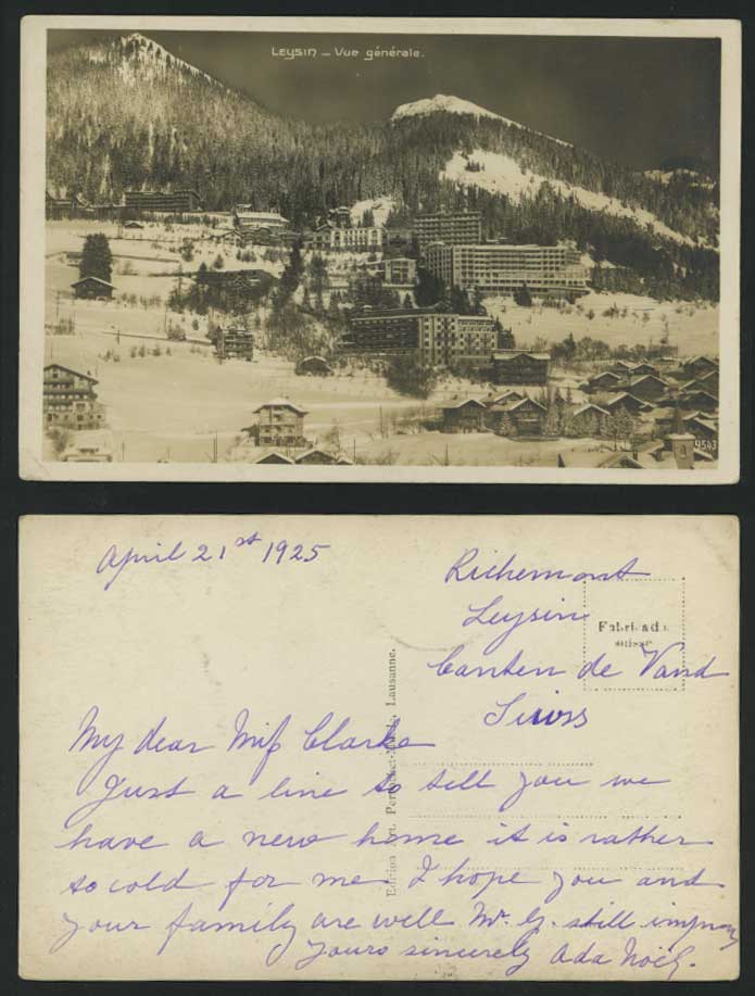 Swiss LEYSIN 1925 RP Postcard Vue Generale General View