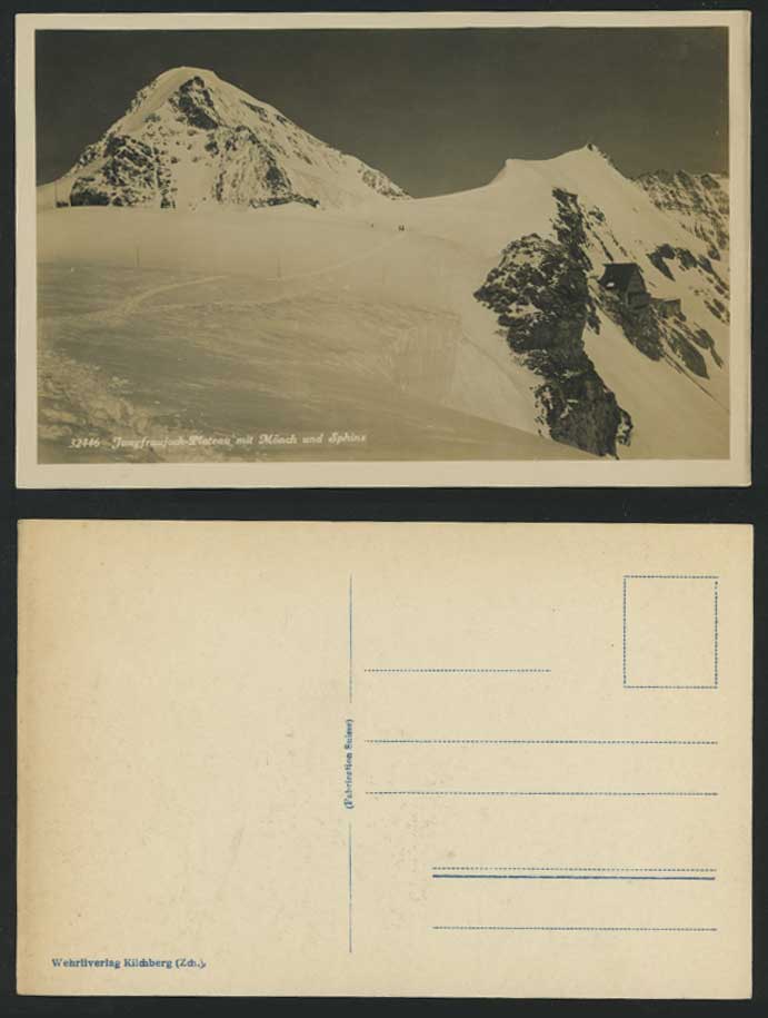 Swiss Jungfraujoch Plateau Monch Sphinx Old Real Photo Postcard Switzerland
