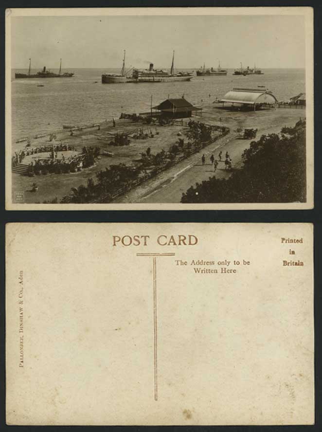 ADEN Old RP Postcard Garden Steamers Steam Ships Street