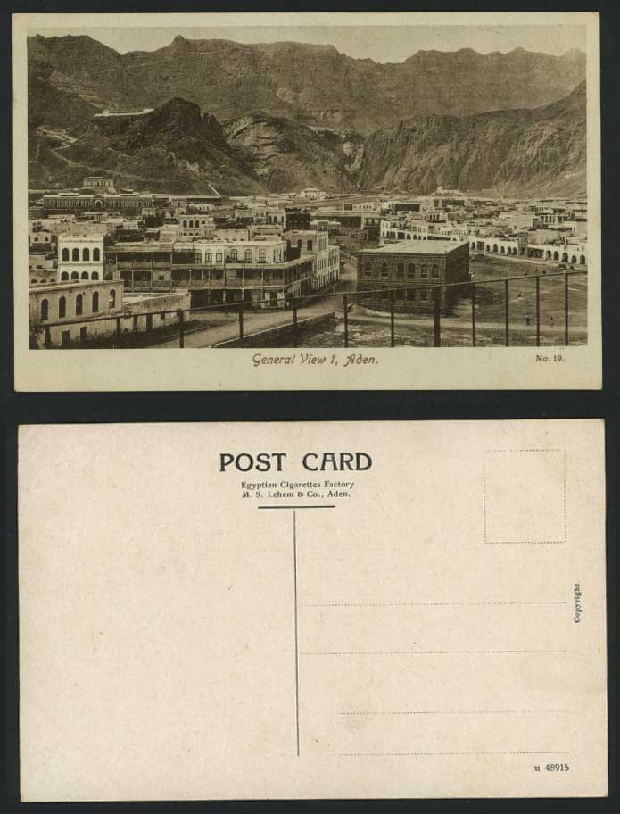 Aden General View Yemen Old Postcard Mountains & Street