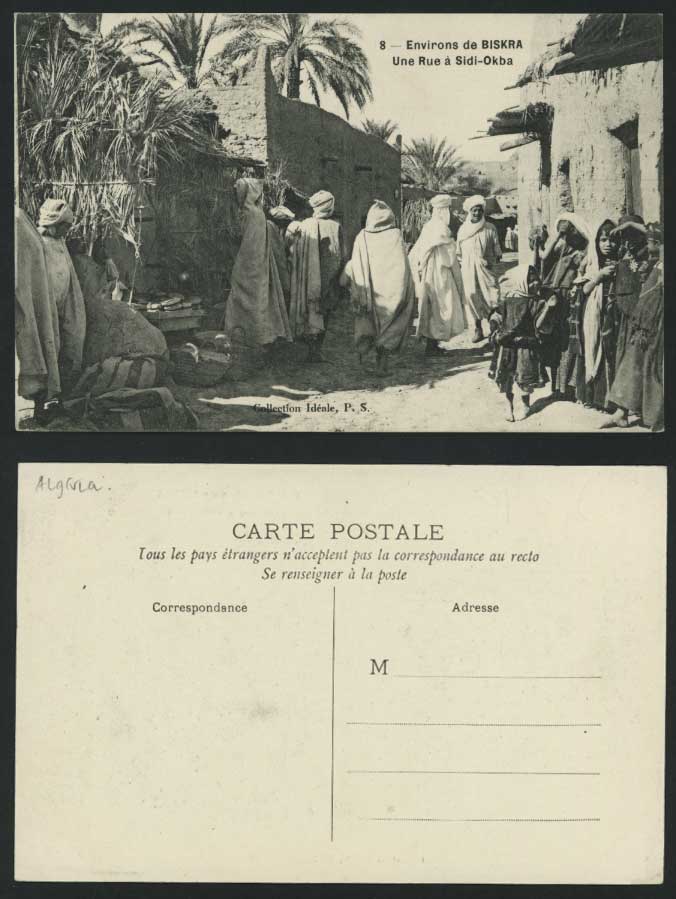 Biskra Rue a Sidi-Okba Old Postcard Native Street Girls