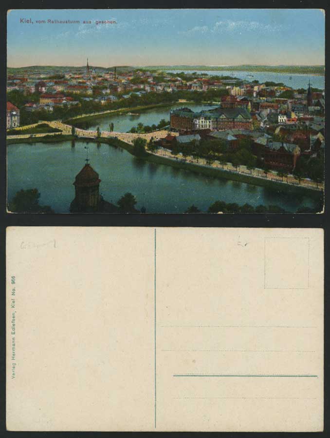 Germany Old Colour Postcard KIEL vom Rathausturm BRIDGE