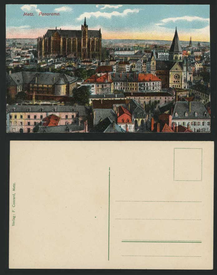 France Old Postcard METZ Panorama General View & Church